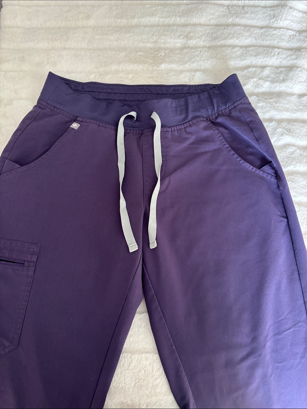 Figs women  Deep Purple Joggers with White Drawstring